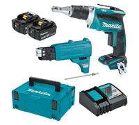 Visseuse automatique 18V - 25 à 55 mm - MAKITA - avec 2 batteries 18V 5Ah - chargeur - chargeur vis - MakPac - DFS452TJX2