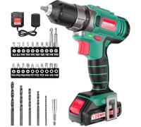 HYCHIKA Perceuse Visseuse Sans Fil 12 V, Visseuse Devisseuse Sans Fil 30 N.m, 21 + 1 Réglages de Couple, 2 Vitesses Réglables, 26 Accessoires,Lumière LED, pour la Bricolage