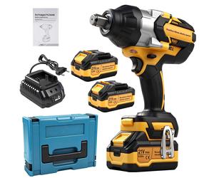 Visseuse électrique 1000 N.m, entraînement 3/4", 21 V, batterie 4,0 Ah, deux batteries et chargeur, coffret en plastique MT-1, DEWALT jaune, prise UE
