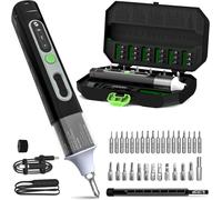 Visseuse électrique - Coffret de précision - Pour travaux de bricolage - 4 réglages de couple - 1500 mAh - Vert