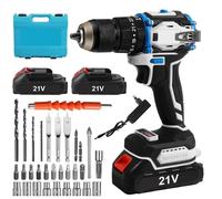 Visseuse électrique - Kit perceuse-visseuse sans fil - Couple de 70 Nm - 25+1 réglages de couple - Moteur sans balais - 2 batteries de 21 V - Lumière LED - Prise européenne