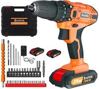 Visseuse et perceuse sans fil - Kit combiné perceuse-visseuse 21 V - 200 Nm - 2 batteries Li-ion de 1,5 Ah - 25+1 niveaux de couple - 2 vitesses 0–400/1 400 tr/min - Mandrin à serrage rapide 0,8–10 mm