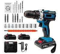 Visseuse et perceuse sans fil - Perceuse sans fil 21 V - 2 vitesses : 0–350 / 0–1350 tr/min - Moteur sans balais - Couple de 32 Nm - Batterie incluse - Coffret de perçage