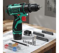 Visseuse-perceuse - Perceuse - Travaux de bricolage - Moteur puissant de 12V - 25 Nm - Vert