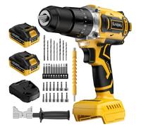 Visseuse sans fil 21 V avec 2 batteries 4,0 Ah - Perceuse sans balais, max 2150 tr/min, 20 + 3 niveaux de couple, visseuse à percussion sans fil avec mandrin de 13 mm, 2 vitesses, lumière LED, pour