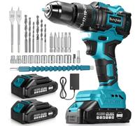 Visseuse sans fil 25+3 compatible avec batterie Makita 18 V, comprend 2 batteries 2,0 Ah et chargeur, couple 21 V, 60 Nm, transmission à 2 vitesses, idéal pour la maison et le jardin