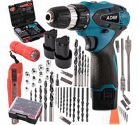 Visseuse sans fil ADM 12 V, deux batteries, jeu de forets, 77 pièces
