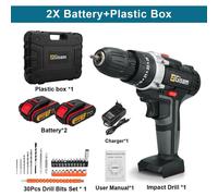 Visseuse sans fil - Visseuse-perceuse sans fil 88VF - 25+3 niveaux de couple - 2 batteries - Bricolage et bois - Mallette en plastique