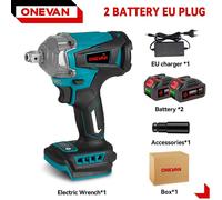 Visseuses à chocs et visseuses sans fil - Alimentation par batterie, sans balais, 1 200 W - Système 18 V - 2 batteries incluses - Pour le bois et les matériaux non métalliques - Bleu