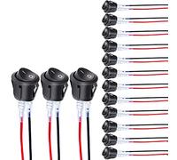 VISSQH 15pcs Interrupteur à Bascule Rond，interrupteur 12v，nterupteur pour Voiture,AC 6A/250V 10A/125V 2 broches SPST ON/OFF, pour électriques (avec Fil)