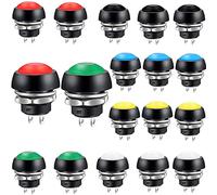 VISSQH 18pcs bouton poussoir etanche,Rond Bouton,12mm DC 12v Momentané Mini Bouton Poussoir,SPST on/Off 3A/125V AC; 1,5A/250V AC pour Arduino DIY