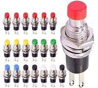 VISSQH 30pcs 7mm Momentané Mini Bouton Poussoir,1A AC 250V / 3A AC125V 2 Broches Rond Bouton,SPST ON/OFF à Ouverture Normale Micro Commutateur (Noir/Rouge/Vert/Jaune/Bleu/Blanc)