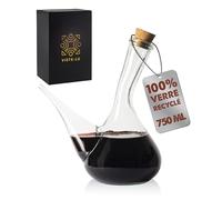 Viste-lo Porrón en verre 750 ml, soufflé à la main en Espagne, carafe vin | Soufflé à la main en Espagne en verre 100 % recyclé. La contenance d'une bouteille de vin. Bec verseur fin.