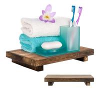 Vistnale Plateau Distributeur de Savon | Support sur Pied en Bois, Plateau Distributeur de Savon 9 x 6 x 2 pour décoration Salle Bain, Ferme rectangulaire, Accessoires Cuisine en Bois, comptoir