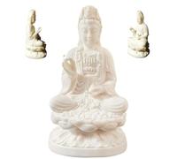 Vistnale Statue Kuan Yin, Statues Quan Yin, Statue Kuan avec Vase et trône de Lotus, décoration intérieure sculptée à la Main pour Bureau, Salle de méditation ou autel Zen