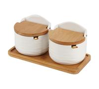 Vistnale Sucrier avec couvercle et cuillère, sucrier avec couvercle simplicité japonaise petite fraîcheur semi-circulaire avec texture carrée