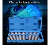 Vistreck 40 Pièces Torx Hex Spline Jeu de Douilles en Acier Allié pour | Embouts en acier allié trempé, réparation automobile, bricolage à domicile, kit d\'outils compatible avec entraînement 1/2