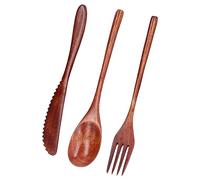 Vistreck Ensemble de Couverts en Bois 3 Pièces-couteau, Fourchette et Cuillère pour les Voyages, la Caméra et un Usage Quotidien