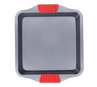 Vistreck Plaque à Pâtisserie avec Poignées en Silicone Rouge - Plaque de Four Antiadhésive en Acier au Carbone, Passe au Lave-vaisselle, Design Approfondi, Parfaite pour la cuisson. (A-106 [avec