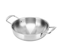 Vistreck Pot à Ramen Binaural - Cuiseur à Nouilles en Acier Inoxydable Chauffage Uniforme pour Spaghetti, Soupe et Porridge, Design Coréen Portable et Respectueux de l'environnement (22 cm)