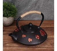 Vistreck Théière en Fonte à Motif de Cerise Orientale Rouge de 0,9 L avec Poignée en Cuivre-élégante et Pratique pour une Utilisation à la Maison ou dans un Salon thé