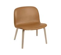 Visu Fauteuil m. Base Bois Rembourré Cuir Cognac/Chêne