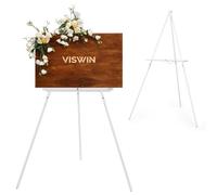 VISWIN 160 cm Chevalet Blanc pour Mariage, Pliable et Réglable, Chevalet Grand Bois pour Poster, affiche, Photo, Tableau