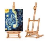 VISWIN Chevalet de table H 64 cm, robuste et réglable en bois de hêtre, pour toiles jusqu’à 58 cm, chevalet portable pour adultes, artistes, débutants - Naturel