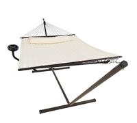 Vita5 Hamac sur Pied 2 Places avec Coussin, Hamacs Double Portable, Support Solide en Acier revêtu, Charge Max de 200 Kg, Hauteur Réglable à Chaînes, Montage sans Outils