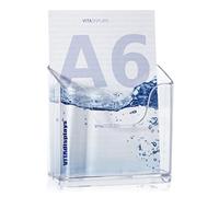 VITAdisplays Lot de 10 présentoirs de table DIN A6 en tant que support de dépliants, support transparent et porte-brochures de table stable pour cartes postales et cartes postales A6