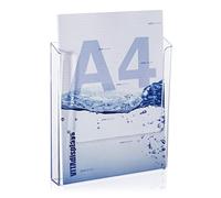 VITAdisplays Lot de 2 porte-brochures muraux DIN A4 - Transparent - Pour montage mural - Pour brochures DIN A4 - Support mural pour dépliants et catalogues