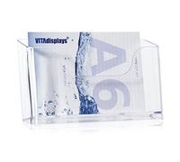 VITAdisplays Lot de 2 présentoirs de table DIN A6 en format paysage - Porte-brochures transparent et stable - Porte-brochures de table - Pour cartes postales et cartes postales