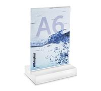 Vitadisplays Lot de 5 présentoirs publicitaires DIN A6 avec base en Plexiglas massif satiné