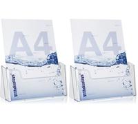 VITAdisplays Présentoir à prospectus Transparent Format A4 (Lot de 2)