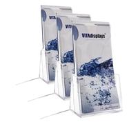 VITAdisplays Présentoir de table pour prospectus DIN Long (DL), porte-brochures de, présentoir de prospectus transparent (Lot de 3)