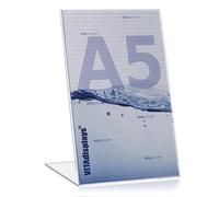 VITAdisplays® Présentoir publicitaire en L en format portrait, support de table en Plexiglas® Paquet de 10 Format A5 Transparent