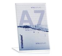 VITAdisplays® Présentoir publicitaire en L en format portrait, support de table en Plexiglas® Paquet de 10 DIN A7 Transparent