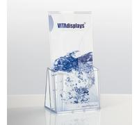 VITAdisplays Table Brochure Stand Flyer Stand Brochure Holder Transparent DIN Long (DL) Pack of 100