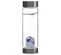 VitaJuwel ViA BALANCE Bouteille d'eau en cristal avec sodalite, calcédoine et quartz transparent - Paix intérieure, réflexion et méditation