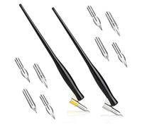 VitalEpcck Ensemble de 10 Stylos de Calligraphie Oblique, Ensemble de Plumes de Bande Dessinée, Stylo D'Écriture Fluide, Porte-Stylo de Dessin 2 en 1 avec 8 Plumes