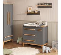 Commode à langer Vitalispa Malia Gris 98x98cm avec 1 porte & 3 tiroirs, Model 60580