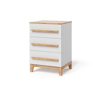 Vitalispa Commode avec tiroirs "Malia", Blanc/Artisan, 60x88cm | avec 3 tiroirs, compatible avec d'autres meubles de la série Malia