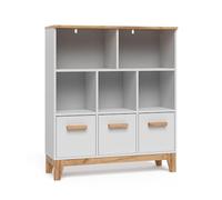 VitaliSpa Étagère pour Enfants Malia, Blanc/Artisan, 98.4x113.4cm, combinable pour Le Rangement des Jouets et des Livres