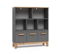 VitaliSpa Étagère pour Enfants Malia, Gris/Artisan, 98.4x113.4cm, combinable pour Le Rangement des Jouets et des Livres
