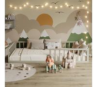 VitaliSpa Lit au Sol Minno 90x200 cm, lit Enfant Montessori en métal avec barrière de sécurité et Matelas, grège
