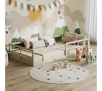 VitaliSpa Lit au Sol Minno 90x200, lit Enfant en métal, lit Montessori avec barrière de sécurité, Faible Hauteur d’accès, grège