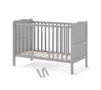 VitaliSpa Lit bébé Tobi, Gris, 60x120 cm, avec sommier à Lattes réglable en Hauteur et côtés à barreaux Amovibles