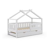Vitalispa Lit cabane "Design", Blanc 80x160 cm | avec lit d'appoint, convient comme espace de jeu et de sommeil pour enfants