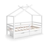 Lit cabane Vitalispa Luni Blanc 160 x 80 cm avec des boîtes de rangement, Model 57925