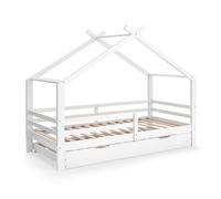 VitaliSpa Lit cabane Luni, Blanc, 200 x 90 cm | avec lit d'appoint, comme une petite maison - pour une atmosphère chaleureuse